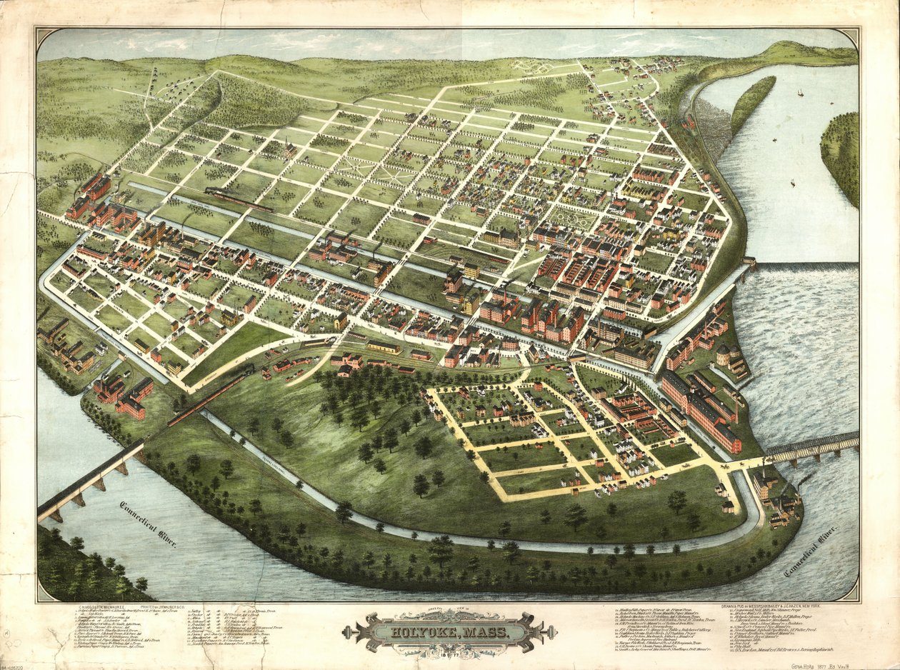 Holyoke madártávlatából, Mass.: 1877 alkotó: H. H. Bailey