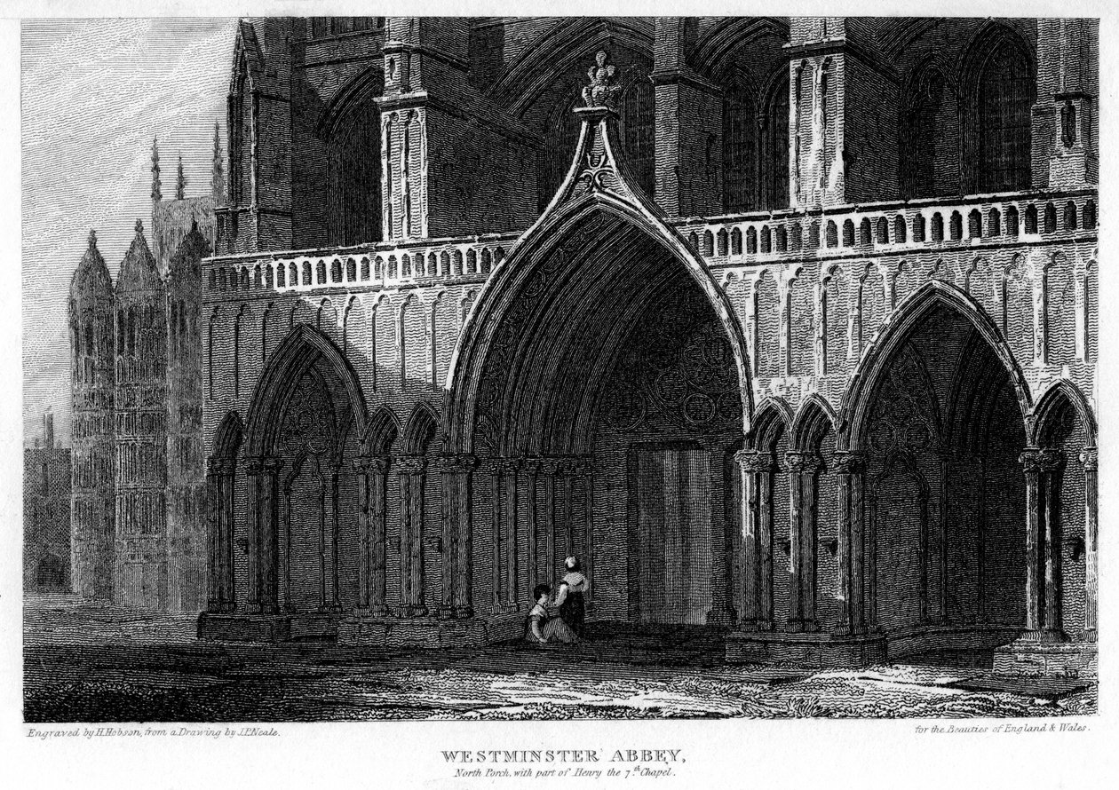 Északi veranda a VII. Henrik kápolna egy részével, Westminster Abbey, London, 1815. alkotó: H. Hobson