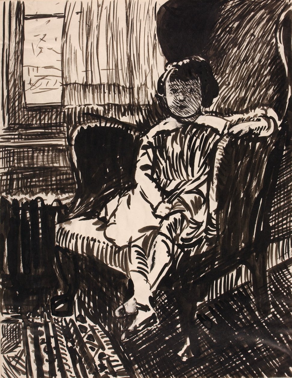 Cím nélkül (Székben ülő lány) alkotó: H. Lyman Sayen