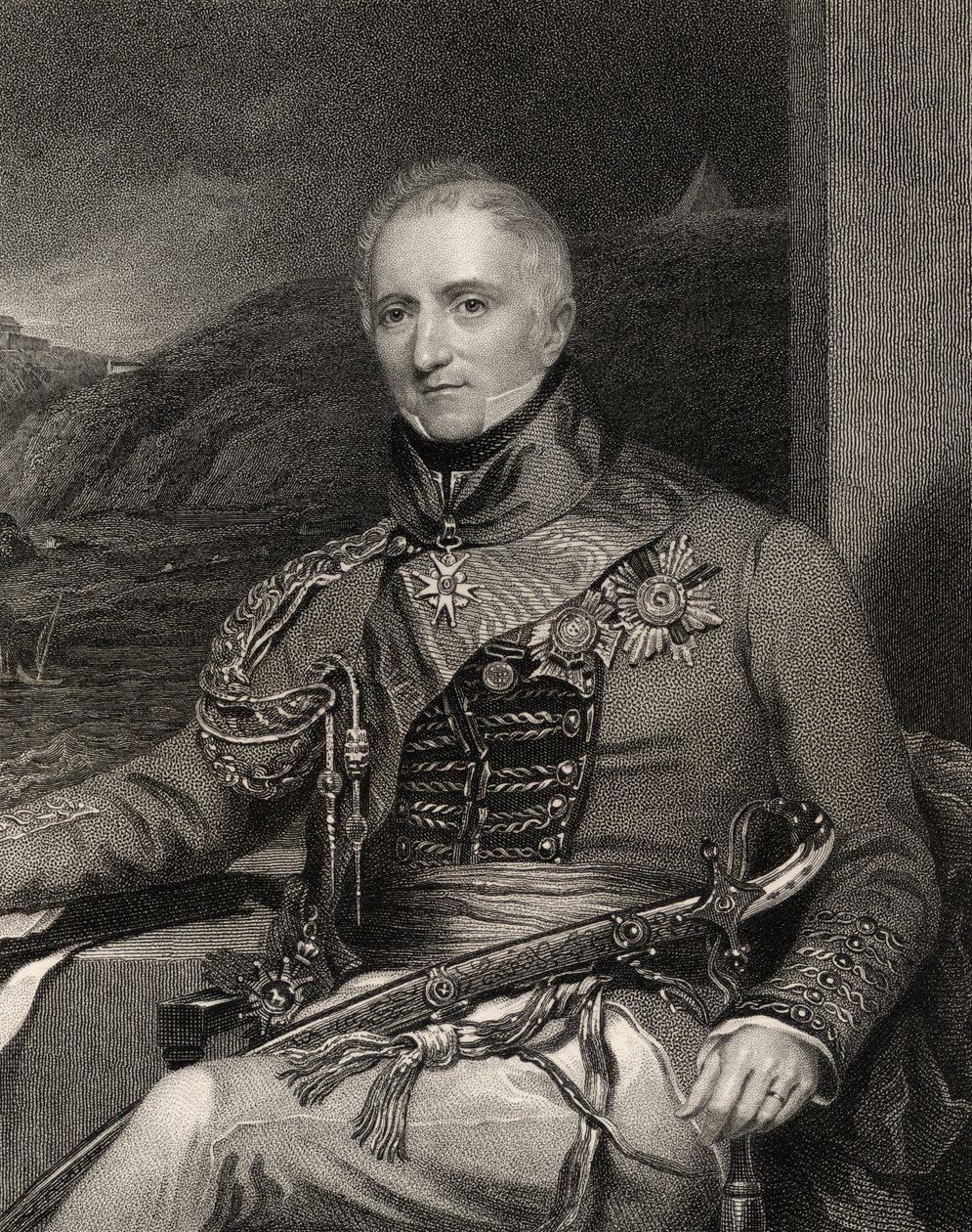 Sir Rufane Shaw Donkin, W. Holl metszete, a National Portrait Gallery III. kötetéből, 1835 körül megjelent (litho) alkotó: H. Mayer