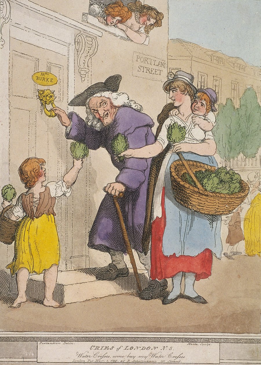 „Water Cresses, gyere, vedd meg a Water Cresses-eimet”, V. tábla, Cries of London, 1799 alkotó: H Merke
