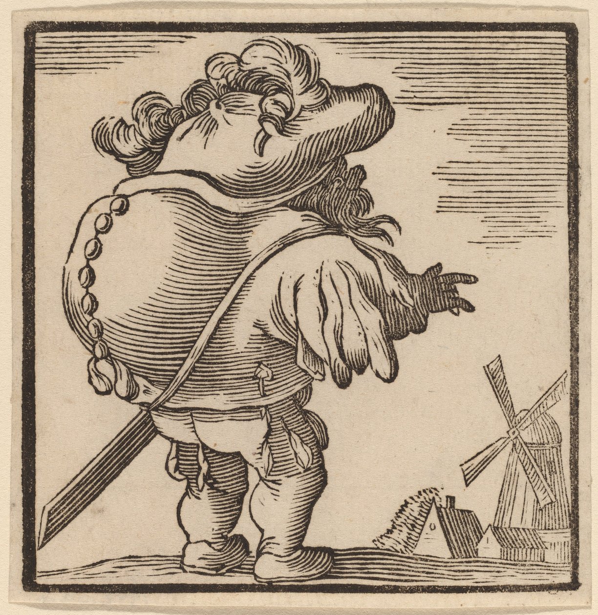 Púpos egy szélmalmot bámulva alkotó: H. Numan after Jacques Callot
