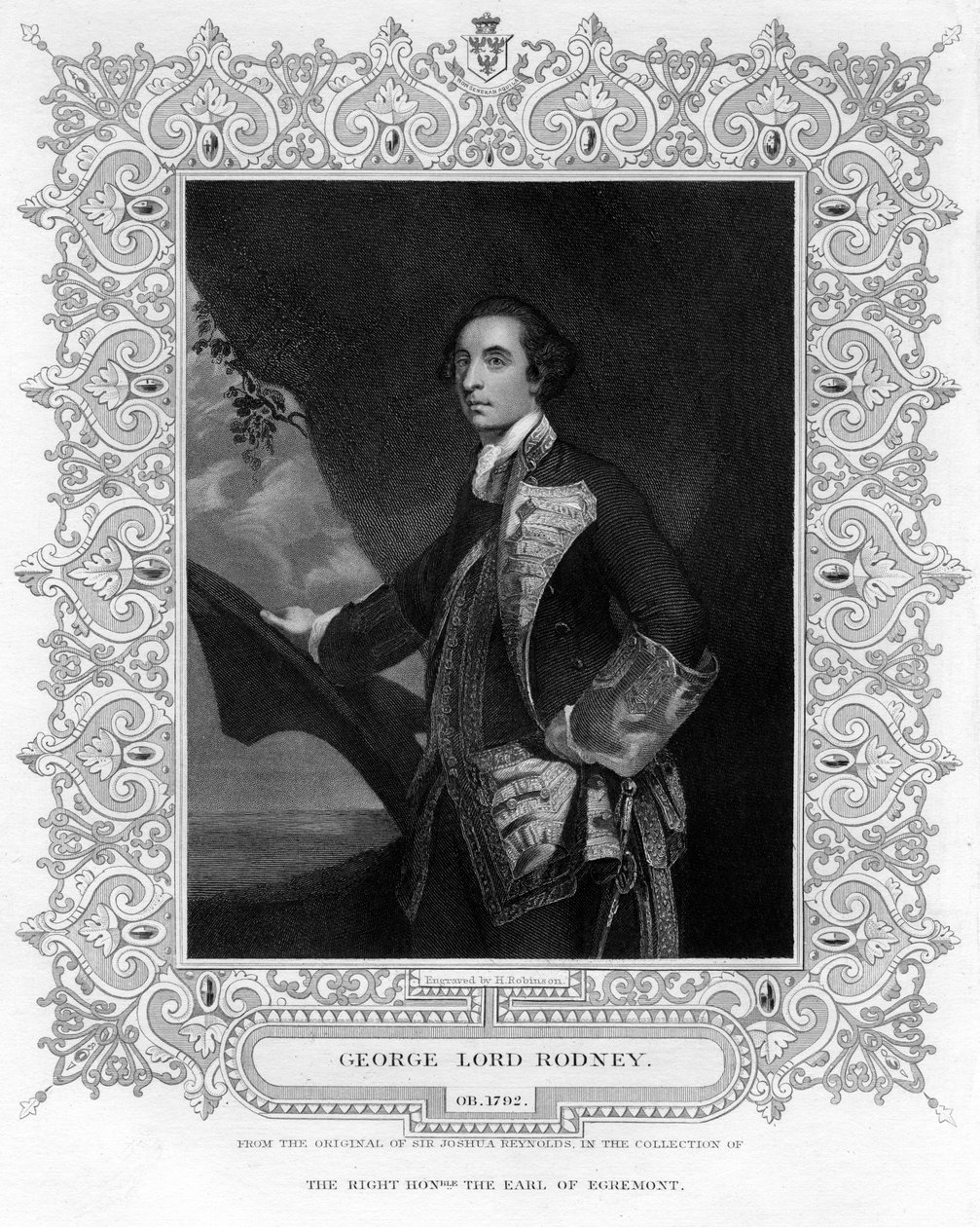 George Brydges Rodney admirális 1719-1792, Rodney 1. báró, 19. század. alkotó: H. Robinson