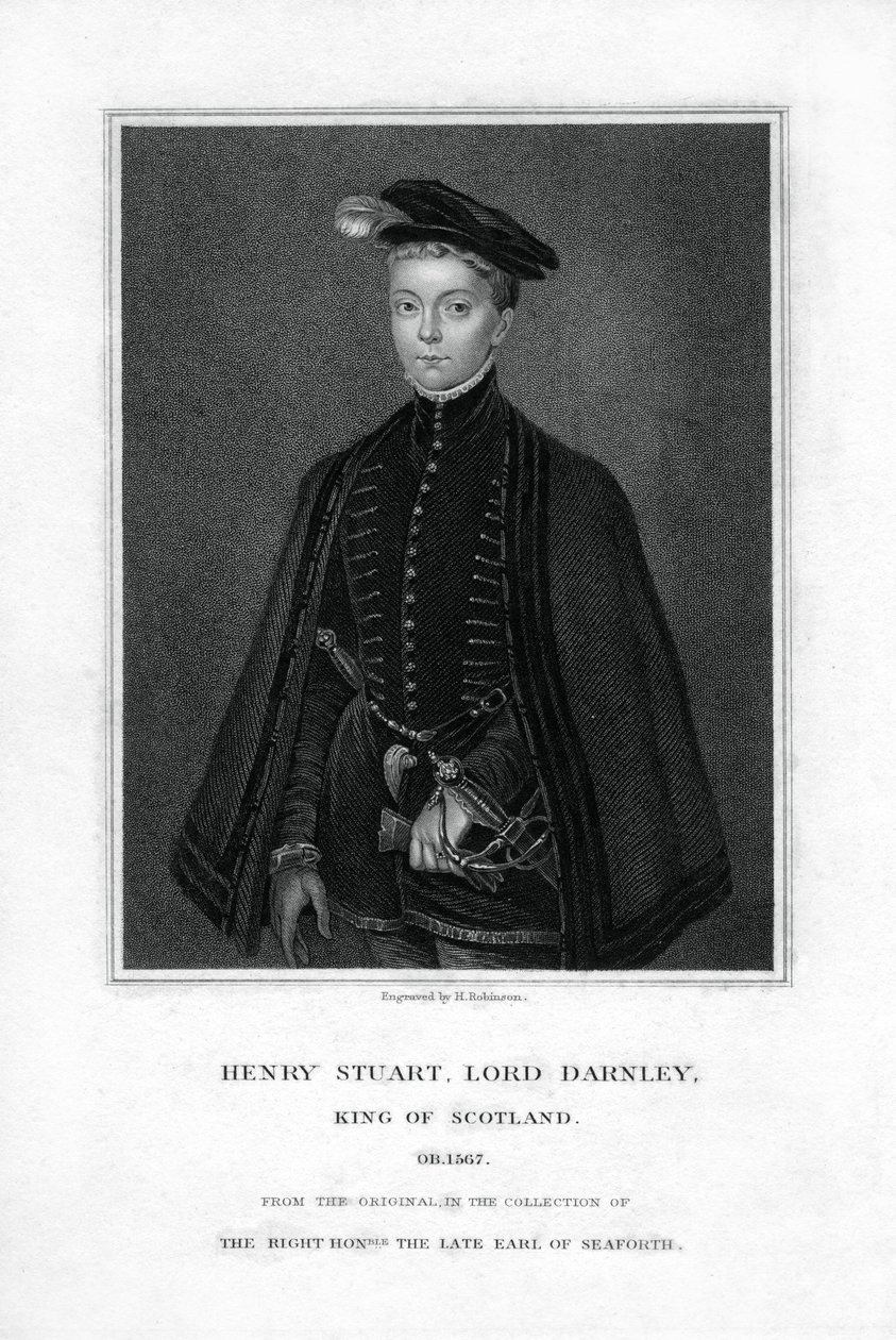 Henry Stuart, Lord Darnley, Mária skót királynő második férje, 19. század. alkotó: H. Robinson