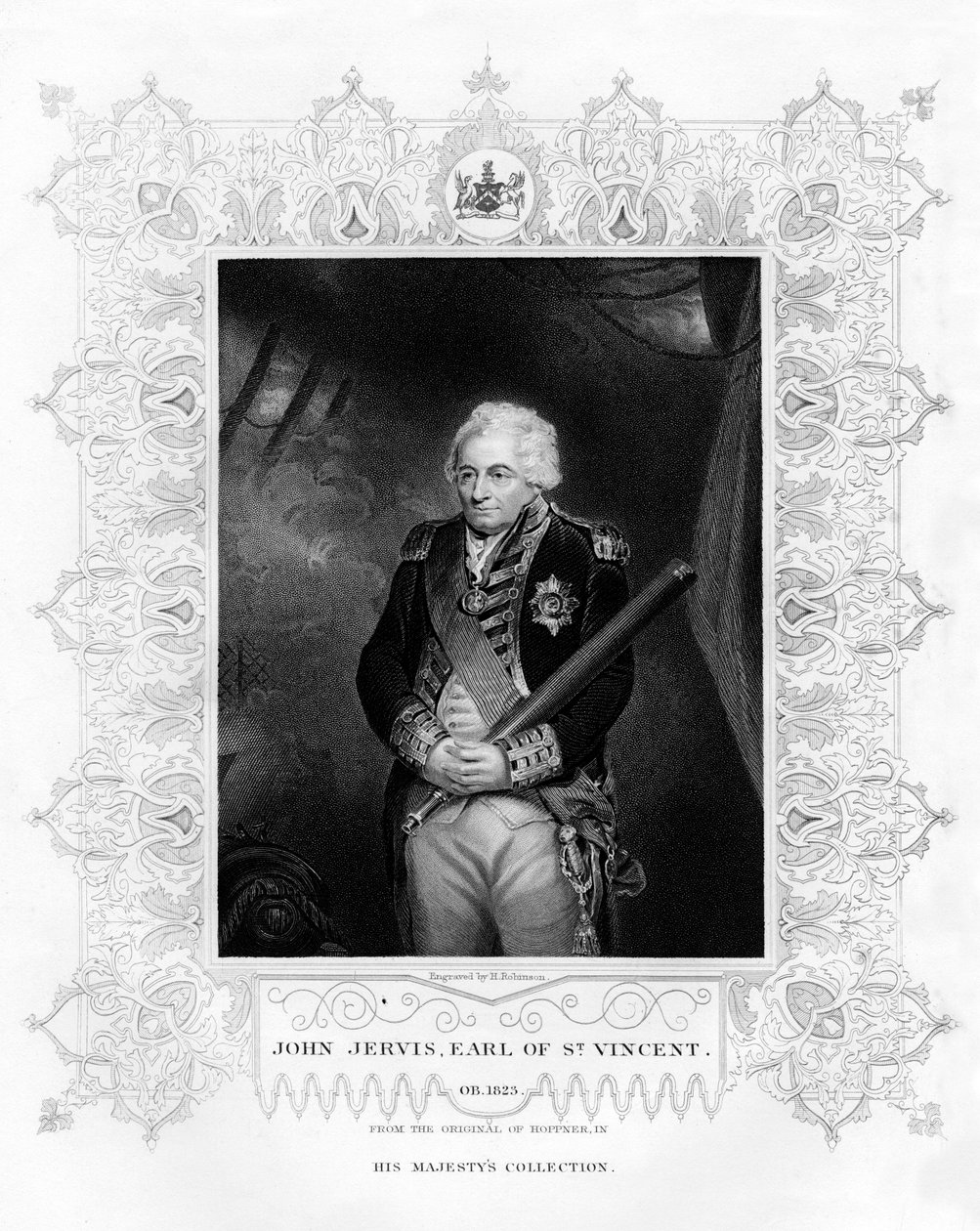 John Jervis, St Vincent 1. grófja, a Királyi Haditengerészet admirálisa, 19. század. alkotó: H. Robinson