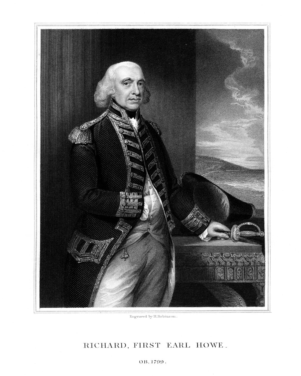 Richard Howe, 1. Earl Howe, brit admirális, 1832. alkotó: H. Robinson