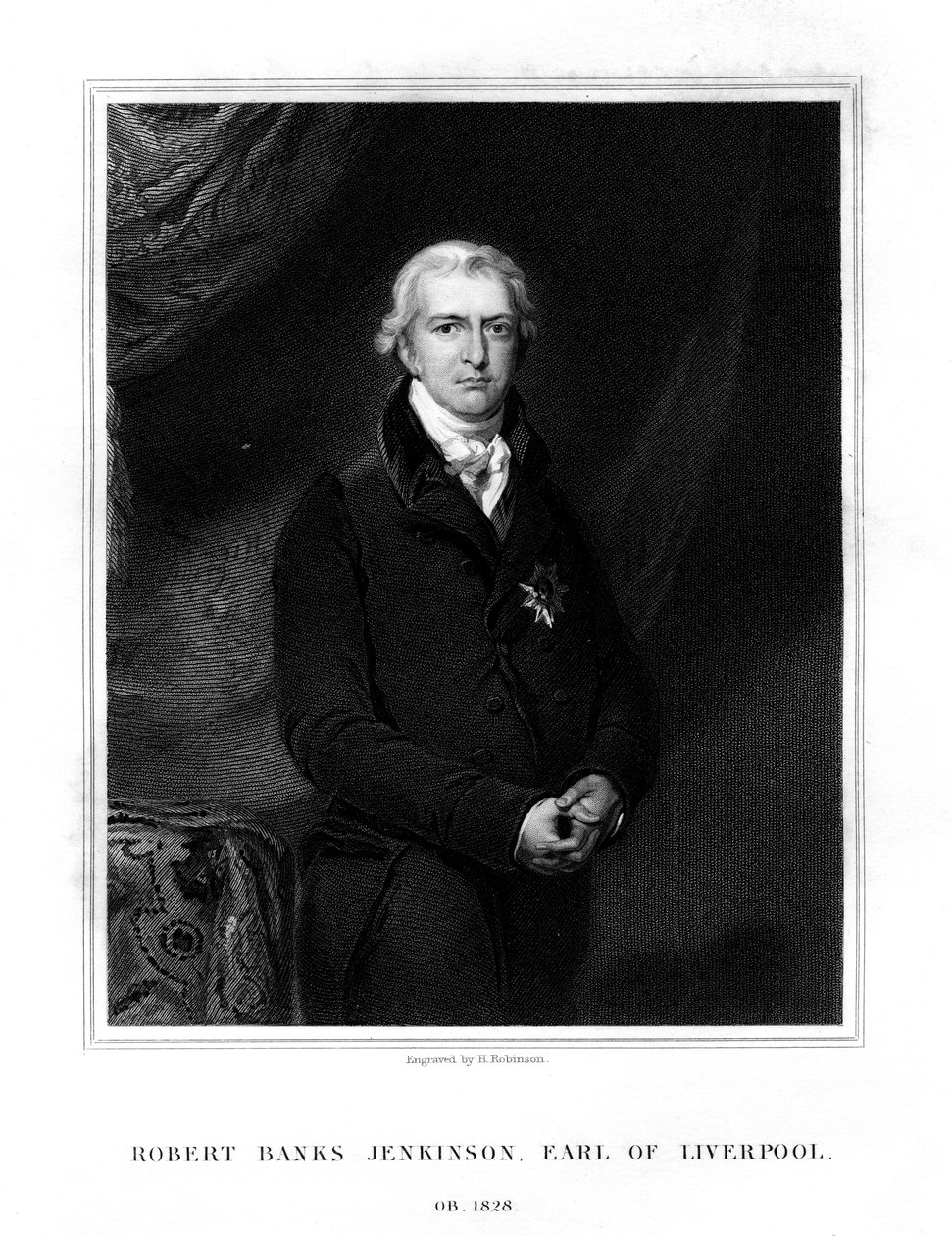 Robert Banks Jenkinson, Liverpool 2. grófja, az Egyesült Királyság miniszterelnöke, 1834. alkotó: H. Robinson