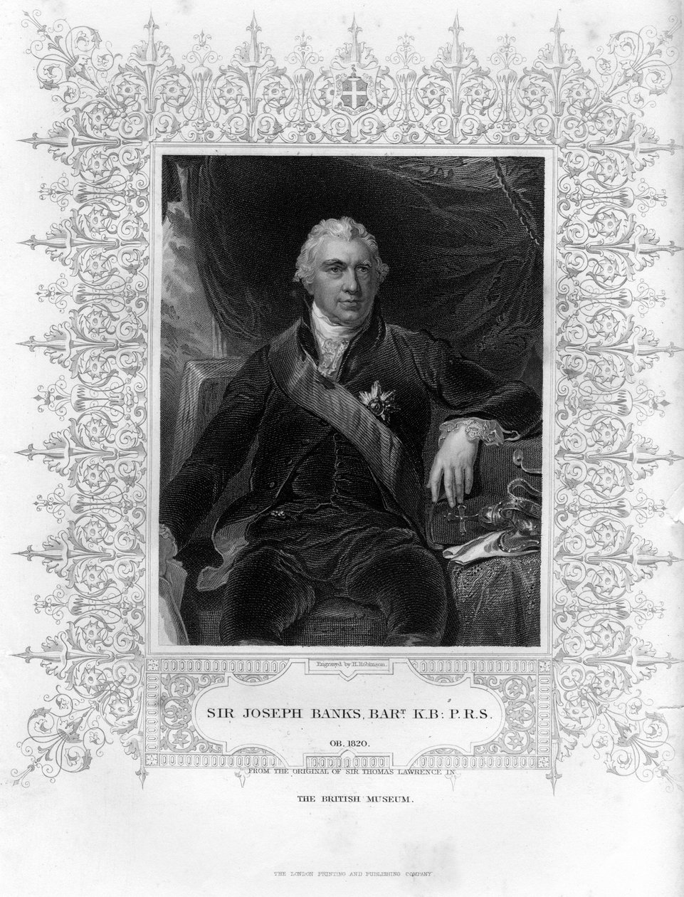 Sir Joseph Banks 1743-1820, angol természettudós, botanikus és tudománypártoló, XIX. alkotó: H. Robinson