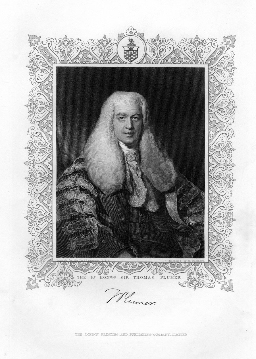 Sir Thomas Plumer 1753-1824, brit bíró és politikus, XIX. alkotó: H. Robinson