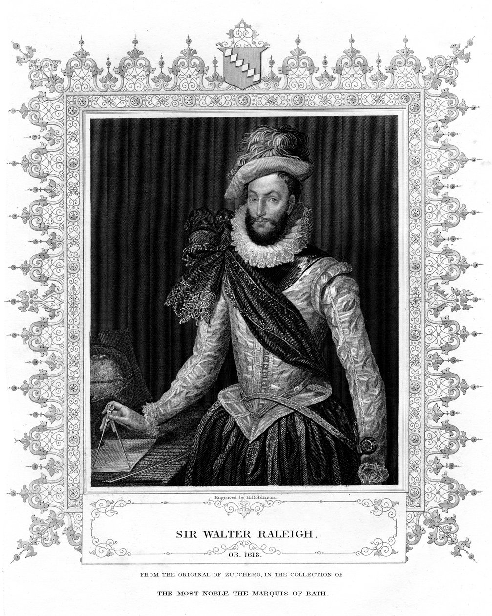 Sir Walter Raleigh író, költő, udvaronc és felfedező, 19. század. alkotó: H. Robinson