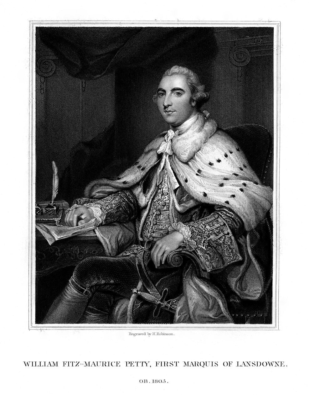 William Petty, Lansdowne 1. márkija, brit whig államférfi, 1832. alkotó: H. Robinson