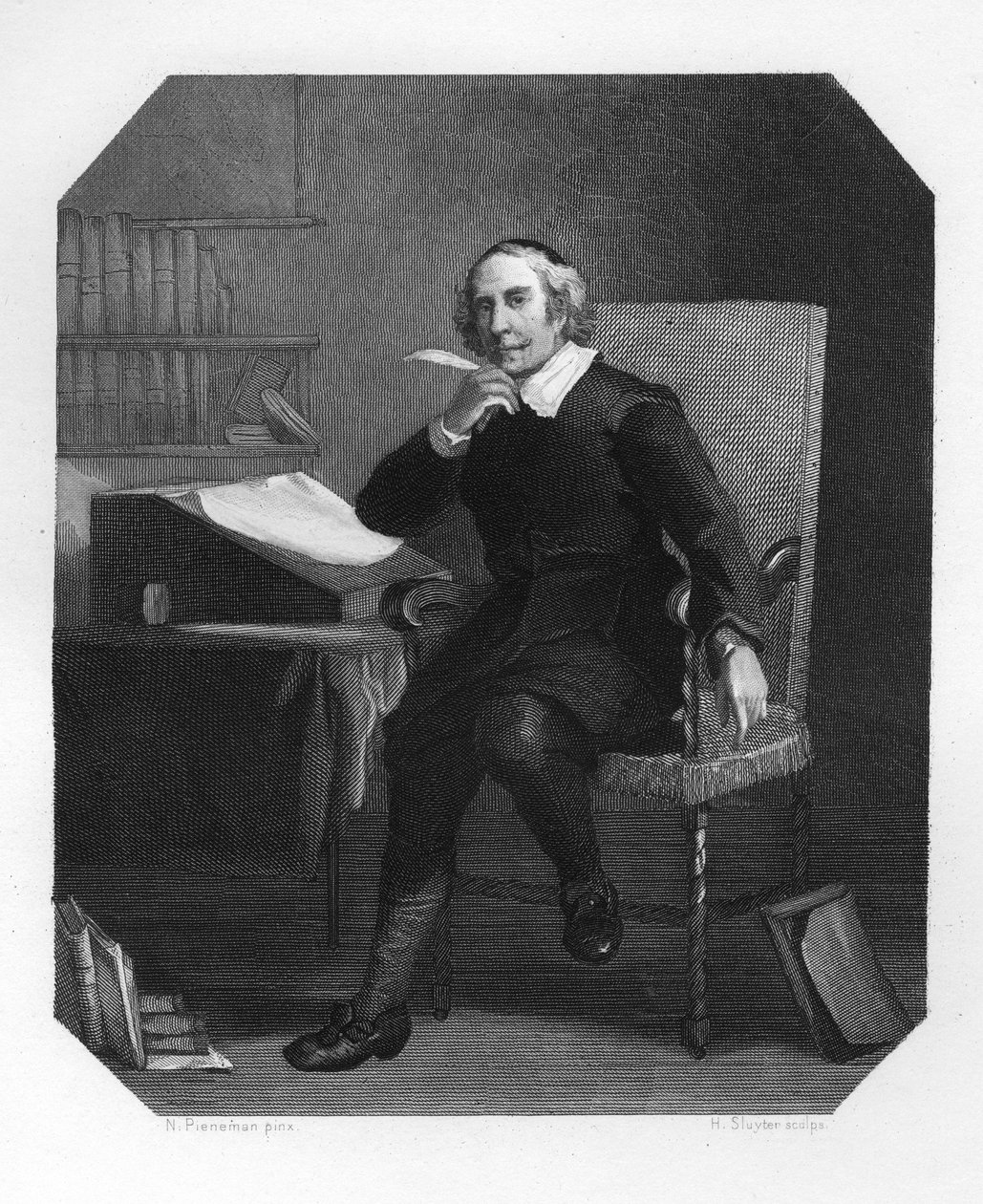 Joost van den Vondel, 17. századi holland költő és drámaíró, 1870. alkotó: H. Sluyter