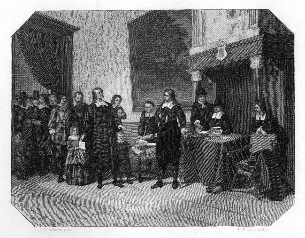 A francia protestánsok fogadása Amszterdamban, a 17. század végén, 1870-ben alkotó: H. Sluyter