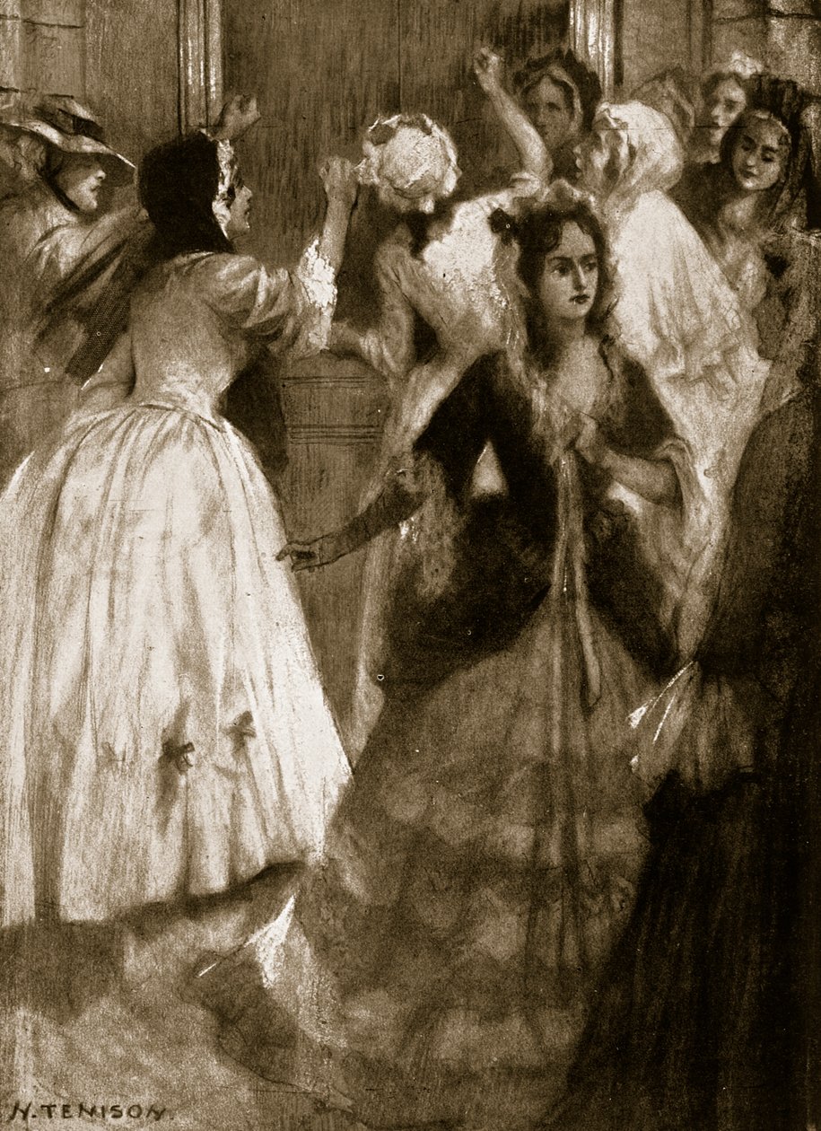 Hölgyek, akik a Lordok Házába való belépésért sürgetik, 1758, illusztráció a Hutchinsons Story of the British Nation című filmből, 1923 körül alkotó: H. Tenison
