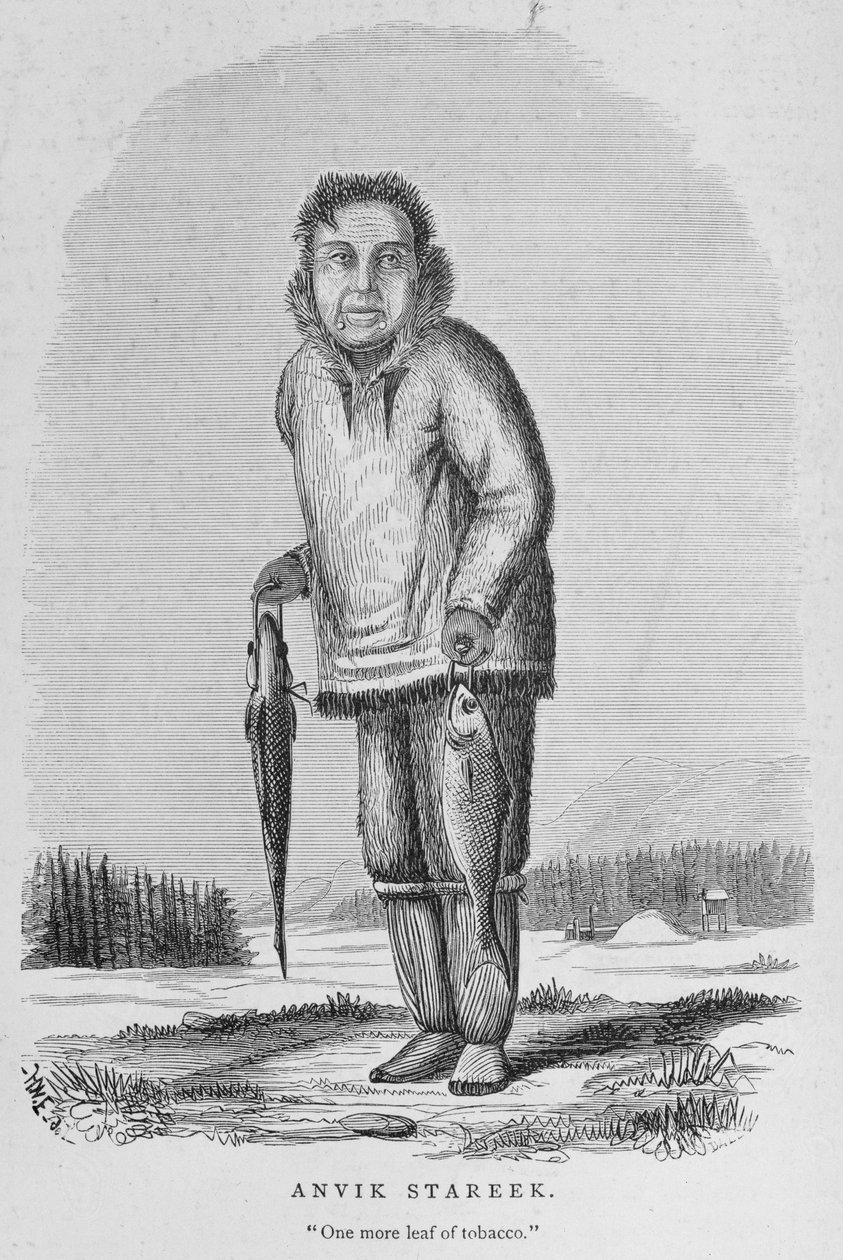 Anvik Stareek avagy „One More Leaf of Tobacco”, „Alaska and its Resources”, William H. Dall, metszett John Andrew, pub. 1870 alkotó: H. W., Elliot