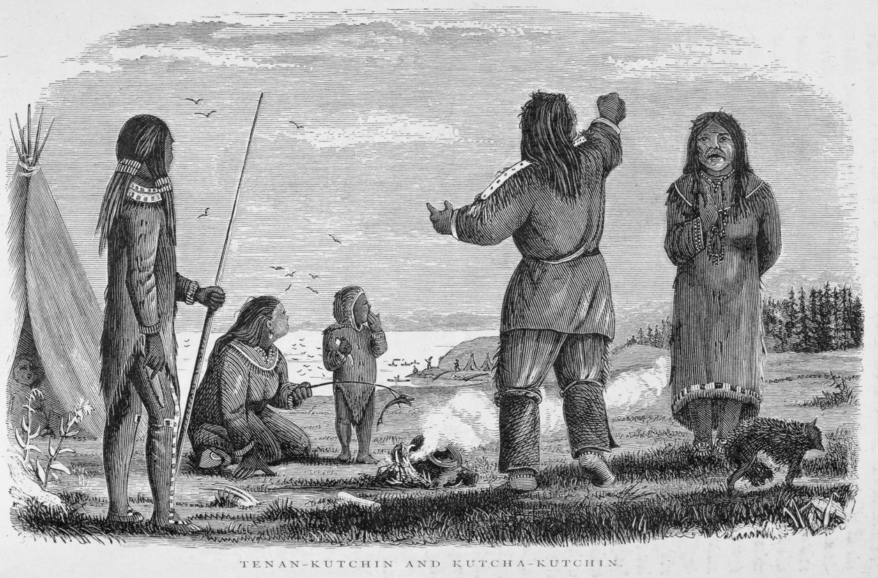 Tenan-Kutchin és Kutcha-Kutchin, az „Alaska and its Resources”-ból, William H. Dall, vésette John Andrew, pub. 1870 alkotó: H. W., Elliot