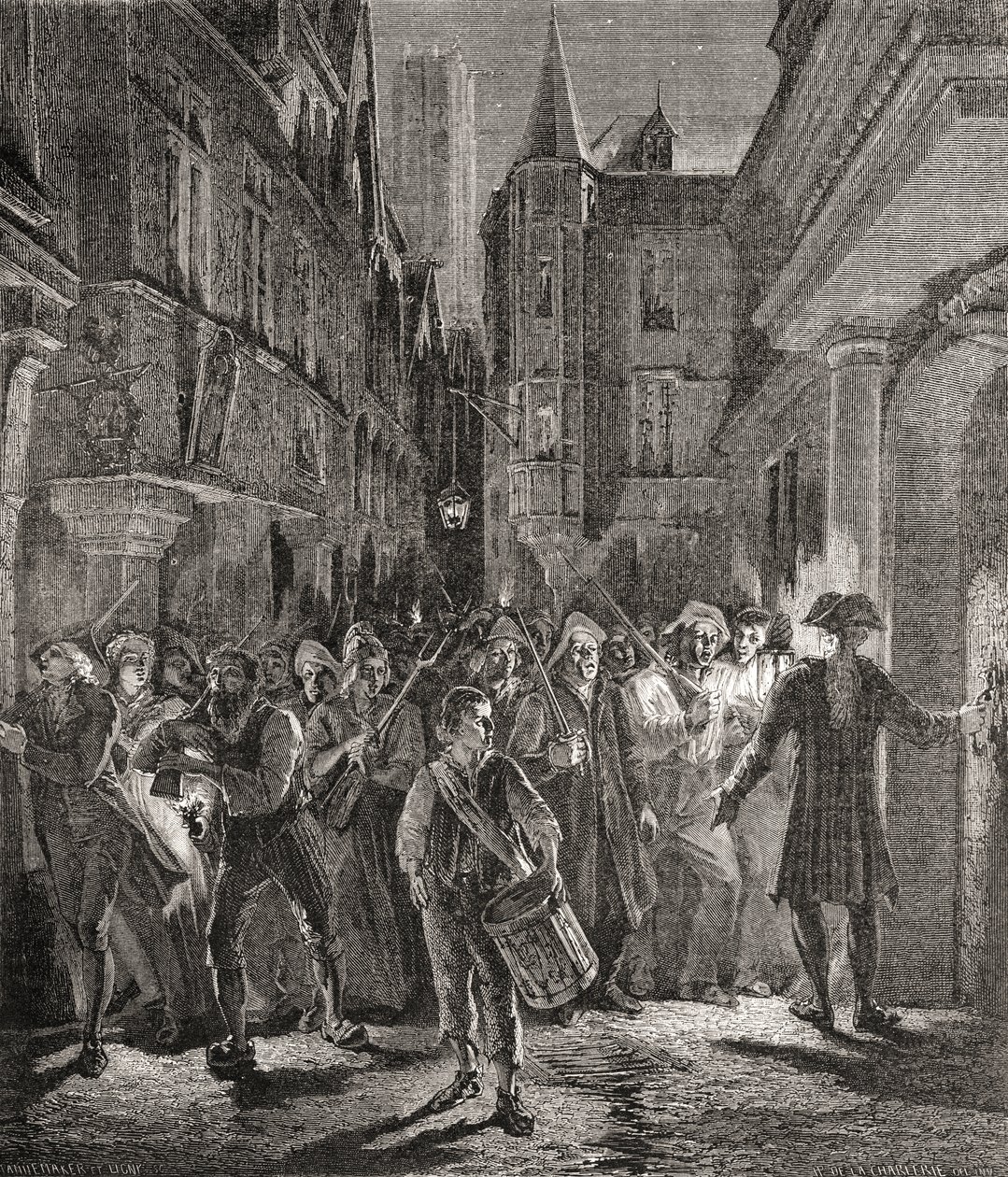 A nép által őrzött Párizs, Pannemaker-Ligny metszet (metszet) alkotó: H. de la (after) Charlerie