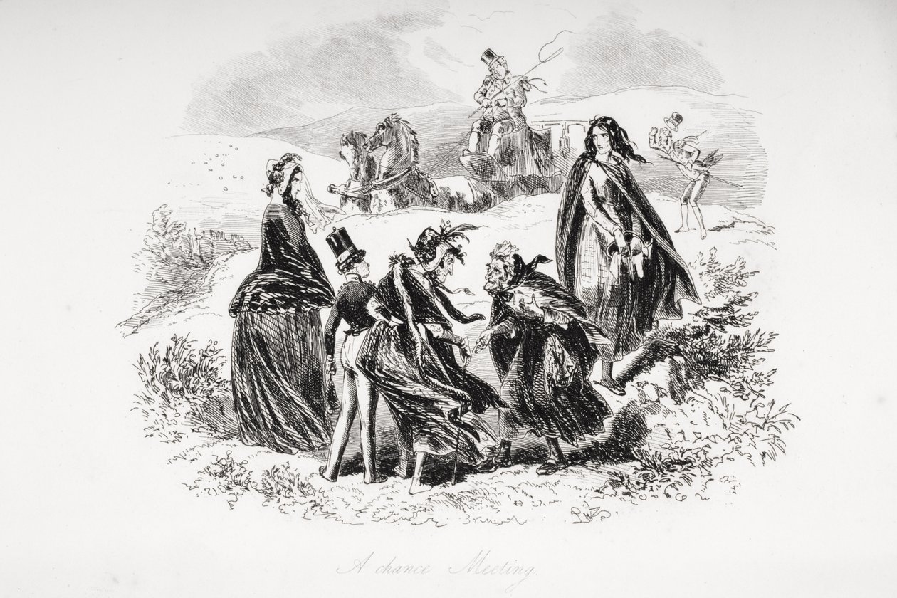 Véletlen találkozás, illusztráció Charles Dickens (1812-70) „Dombey és fia” című művéből, amely először 1848-ban jelent meg alkotó: Hablot Knight Browne