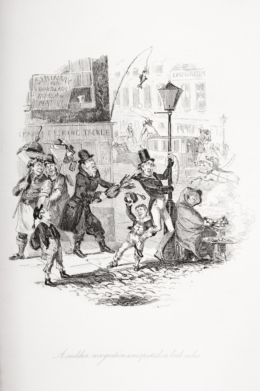 Mindkét oldalon váratlan felismerés, illusztráció Charles Dickens (1812-70) 