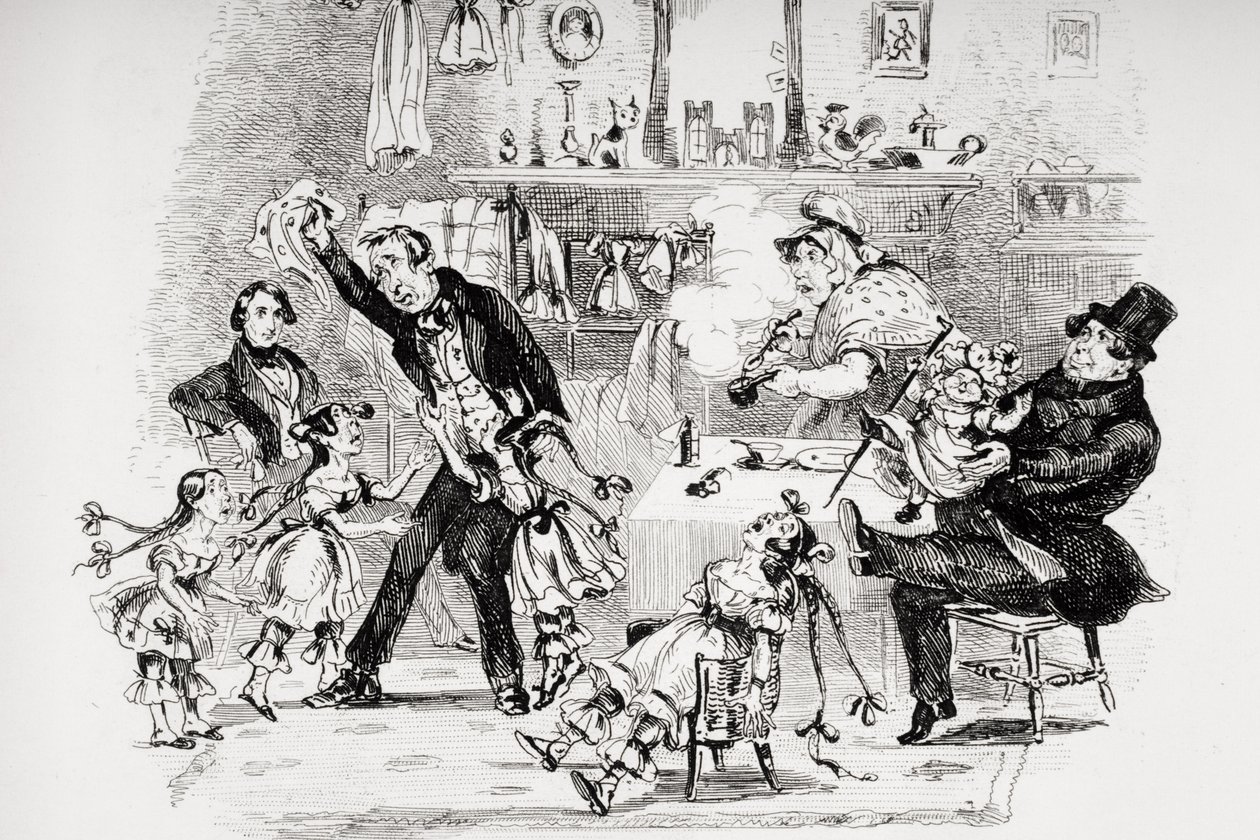 Mr. Kenwigs érzelmei Nicholas családi hírének hallatán, Charles Dickens (1812-70) 