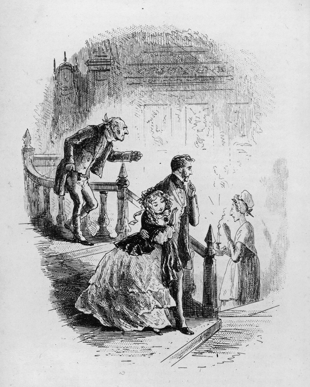 Flora szemle körútja, illusztráció Charles Dickens „Little Dorrit” című művéből, 1857 alkotó: Hablot Knight Browne