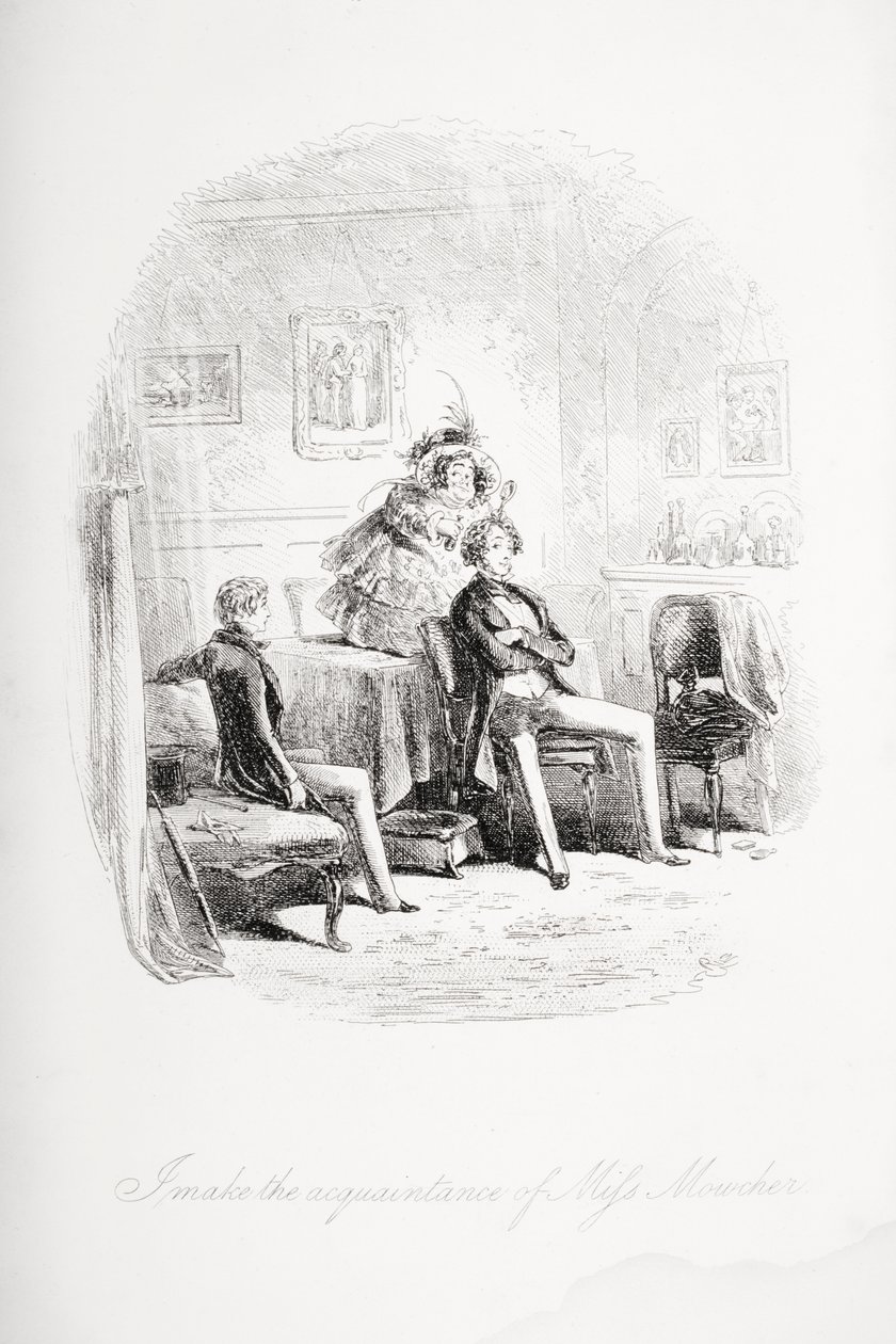 Megismerkedem Miss. Mowcherrel, Charles Dickens (1812-70) „David Copperfield” című művéből, amely először 1850-ben jelent meg. alkotó: Hablot Knight Browne