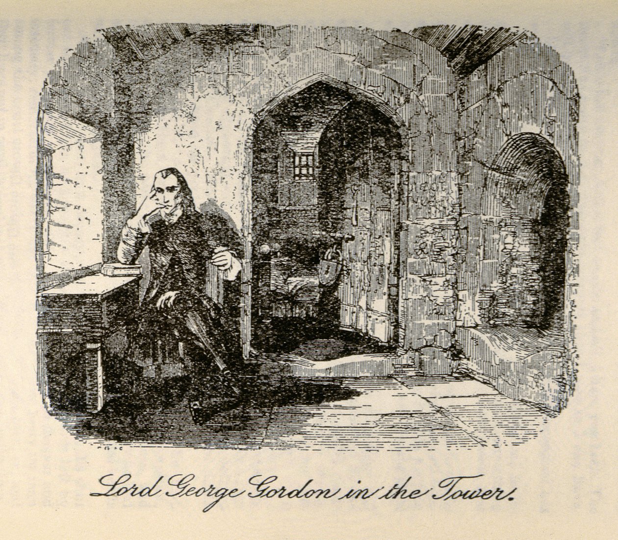 "Lord George Gordon a toronyban", Charles Dickens (1812-70) "Barnaby Rudge" című művéből alkotó: Hablot Knight Browne