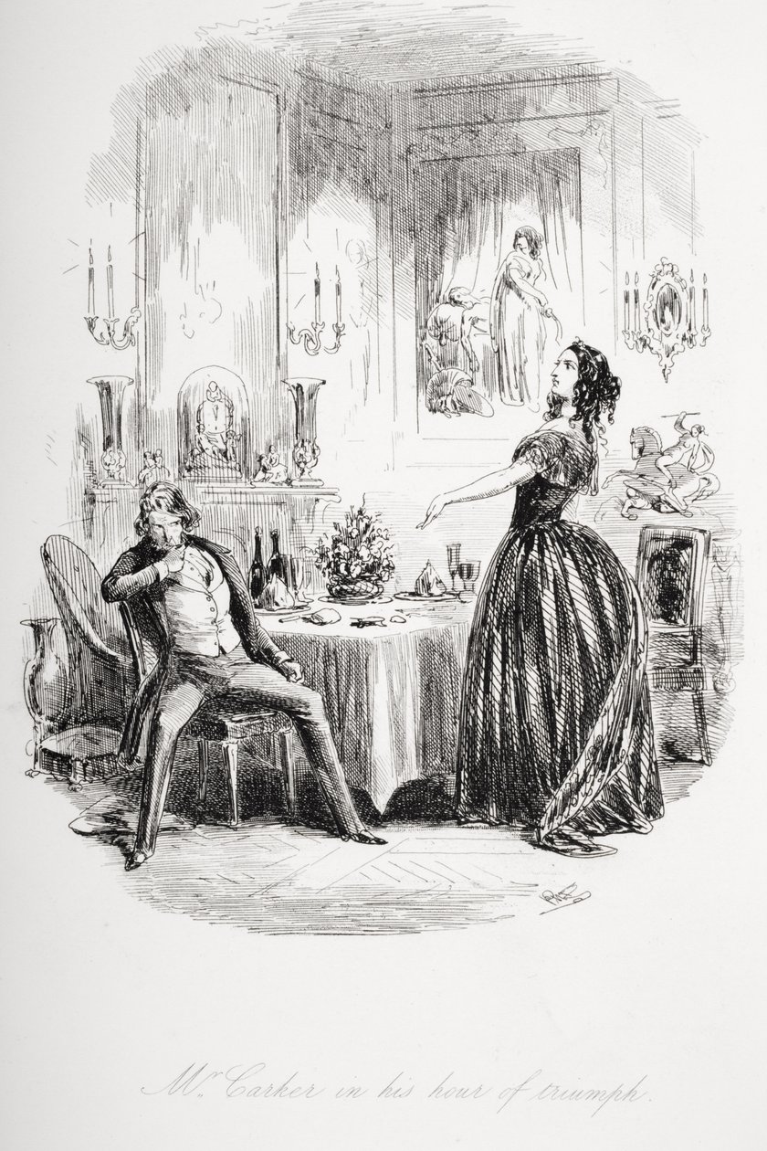 Mr. Carker a győzelem órájában, illusztráció Charles Dickens (1812-70) "Dombey és fia" című művéből, amely először 1848-ban jelent meg. alkotó: Hablot Knight Browne