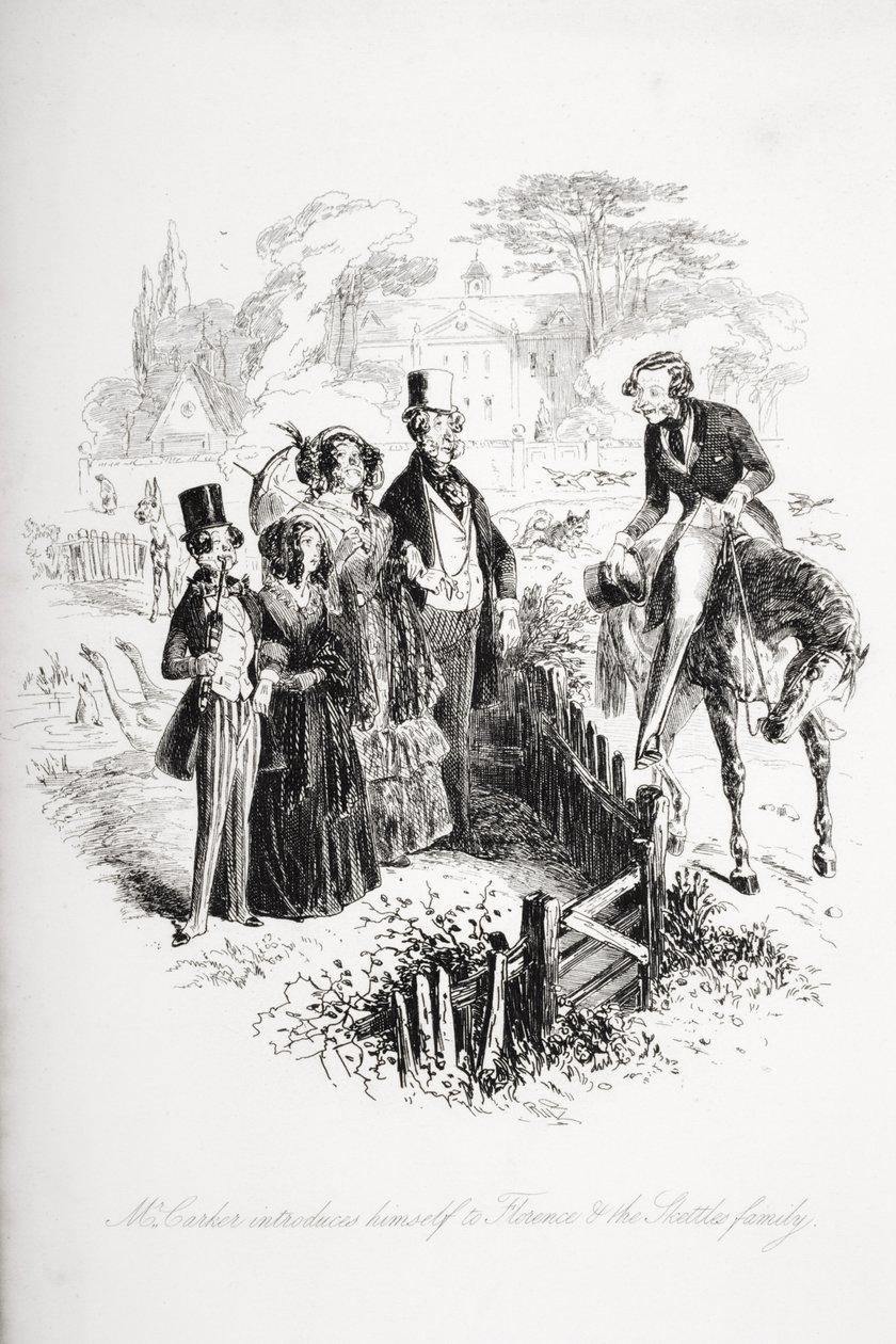 Mr. Carker bemutatja magát Firenzének és a Sketles családnak, illusztrációja Charles Dickens (1812-70) „Dombey és fia” című művéből, amely először 1848-ban jelent meg. alkotó: Hablot Knight Browne