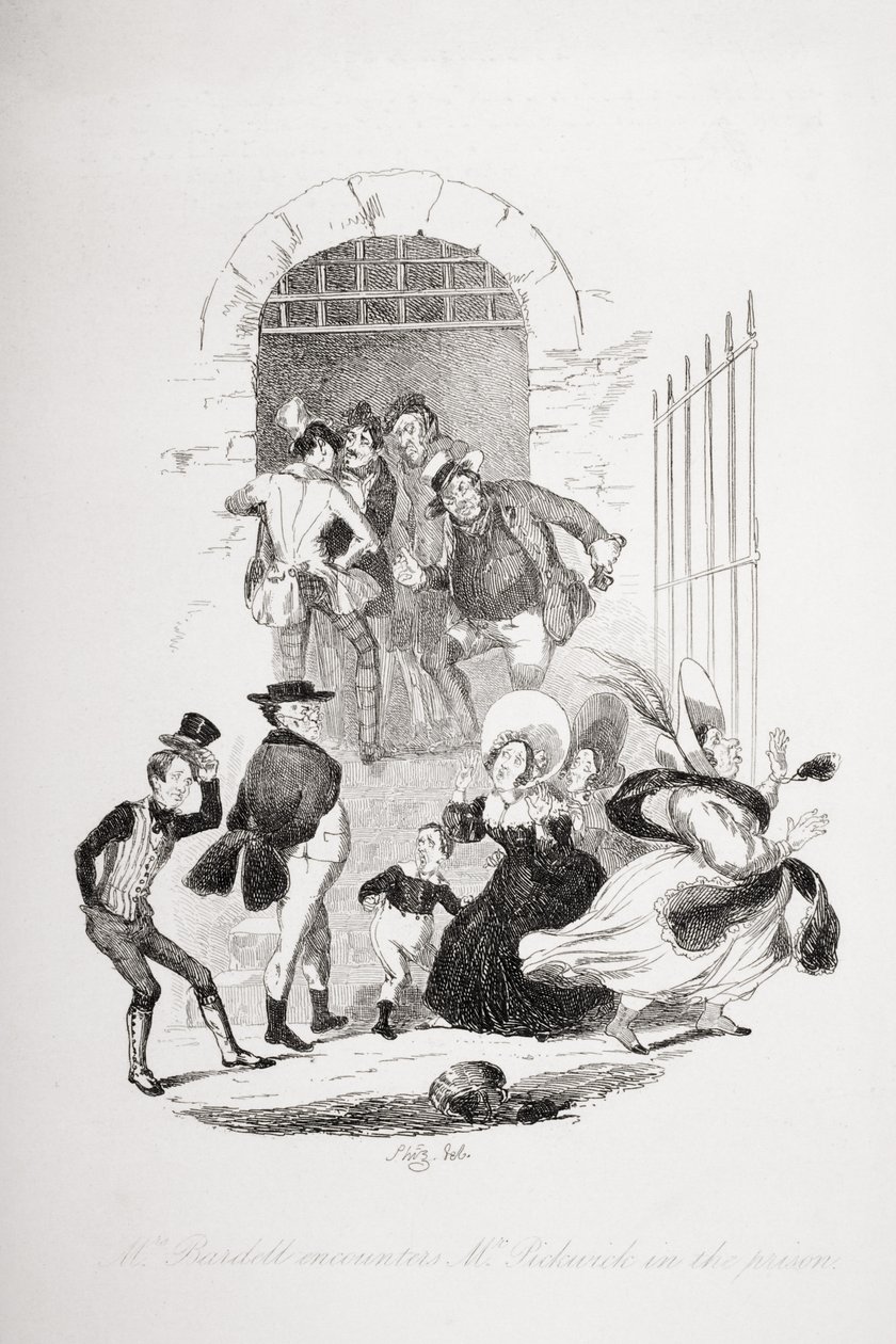 Mrs. Bardell találkozik Pickwick úrral a börtönben. Illusztráció Charles Dickens (1812-70) „The Pickwick Papers” című művéből, 1837-ben jelent meg. alkotó: Hablot Knight Browne
