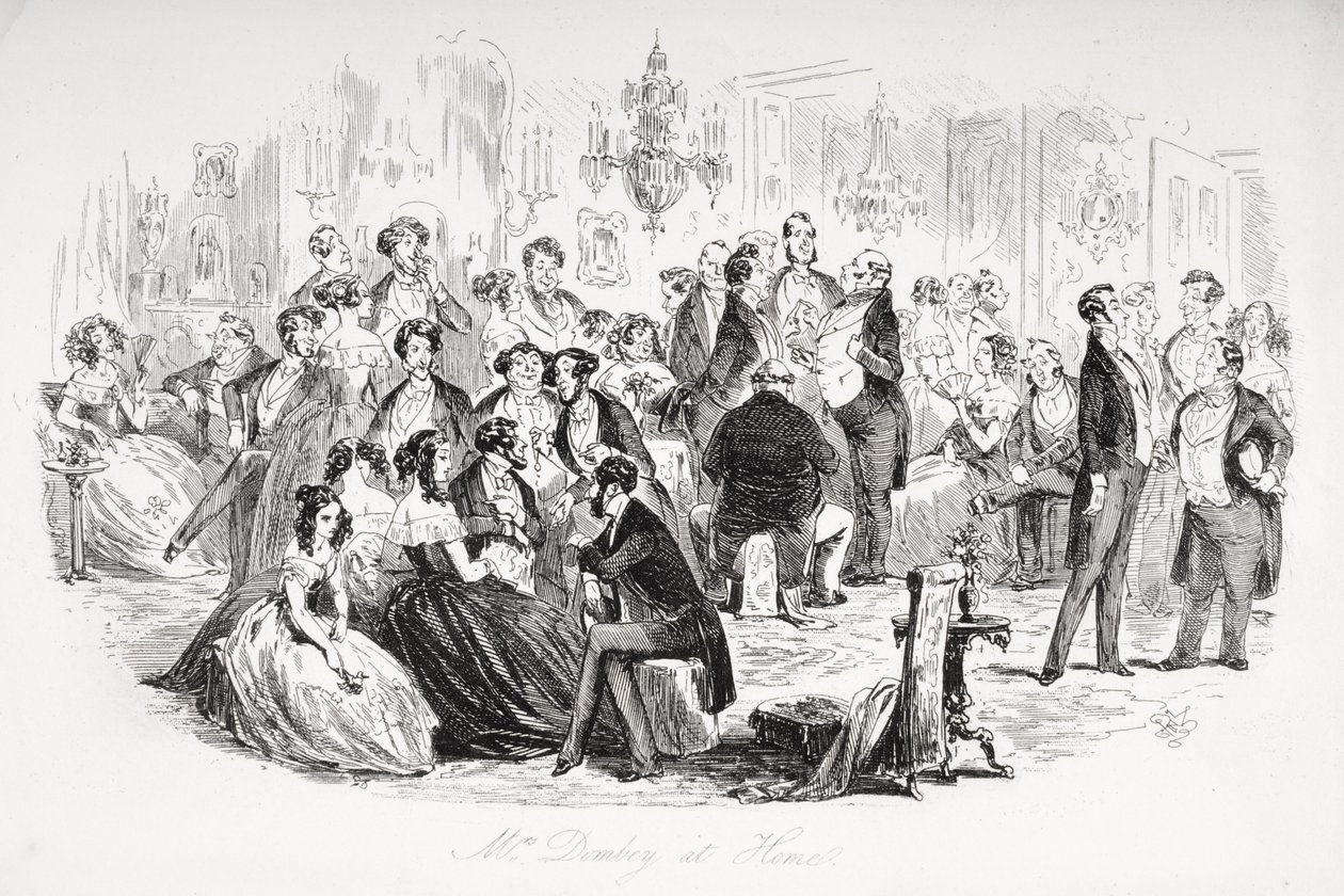 Mrs. Dombey otthon, illusztráció Charles Dickens (1812-70) „Dombey és fia” című művéből, először 1848-ban alkotó: Hablot Knight Browne