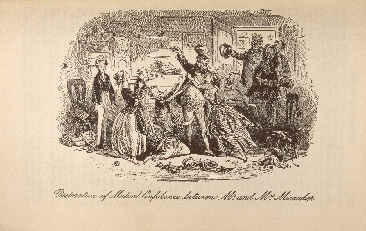"A kölcsönös bizalom helyreállítása Micawber úr és asszony között" Charles Dickens (1812-70) "David Copperfield" című művéből alkotó: Hablot Knight Browne