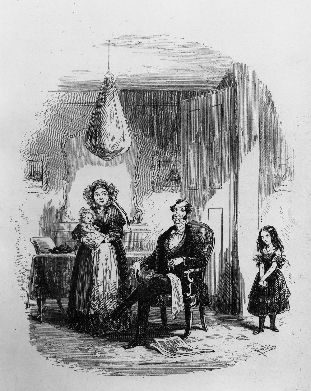 A Dombey család, Charles Dickens (1812-70) „Dombey és fia” című illusztrációja, amely először 1848-ban jelent meg alkotó: Hablot Knight Browne