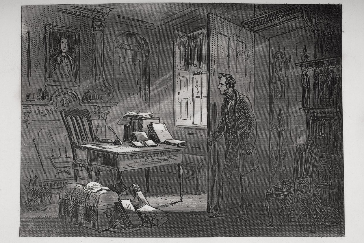 A szoba portréval, illusztráció Charles Dickens (1812-70) „Little Dorrit” című művéből, először 1857-ben jelent meg alkotó: Hablot Knight Browne