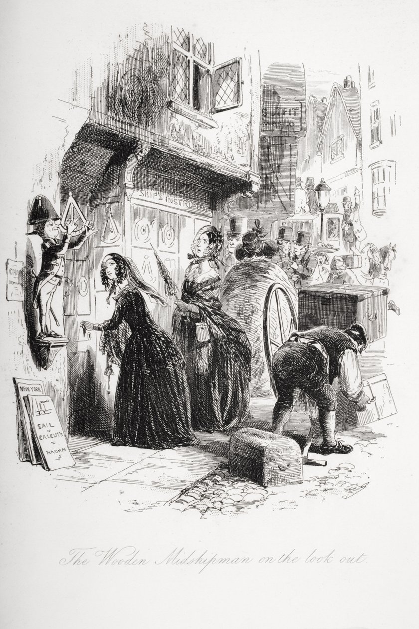A fából készült középhajós résen, illusztráció Charles Dickens (1812-70) „Dombey és fia” című művéből, először megjelent 1848-ban alkotó: Hablot Knight Browne
