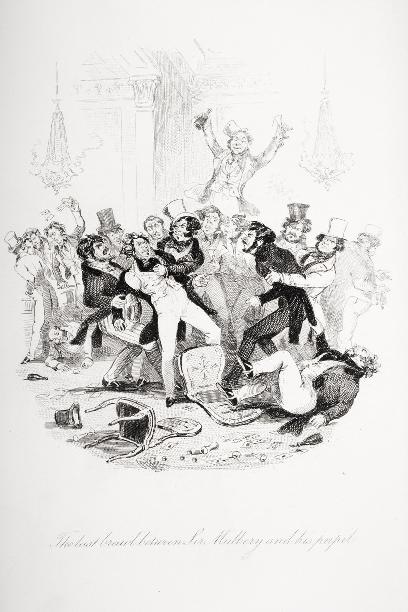 Az utolsó verekedés Sir Mulberry és tanítványa között, Charles Dickens (1812-70) 
