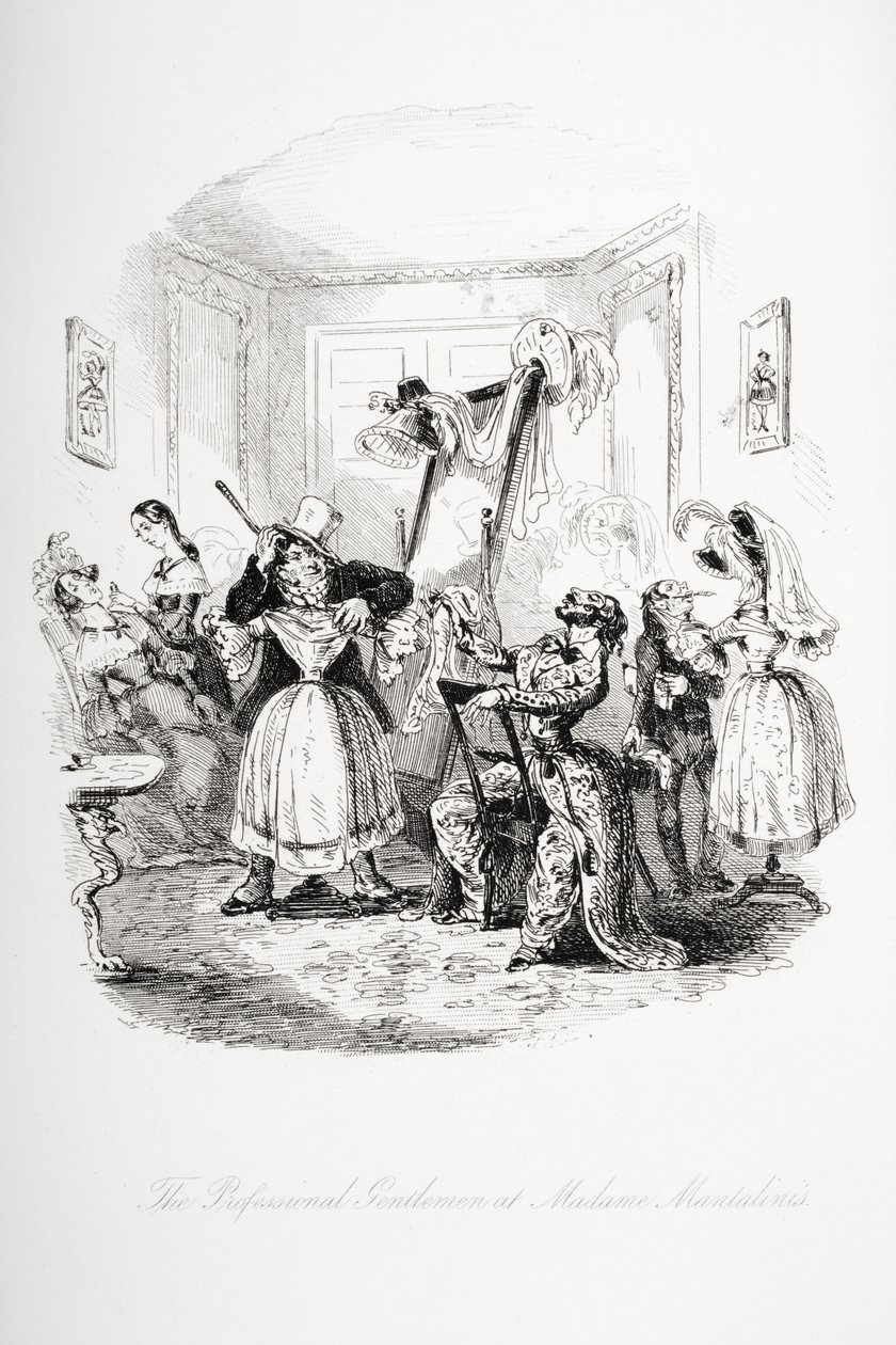 A profi úriember a Madame Mantalininél, illusztráció Charles Dickens (1812-70) 