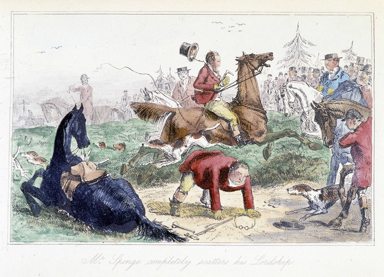 Hunter leesik a lováról. Angol rajzfilm Thomas Scott vagy Hawbuck Grange kalandjaiból”, illusztráció: H.K. Browne és W.T. Maud. alkotó: Hablot Knight Browne