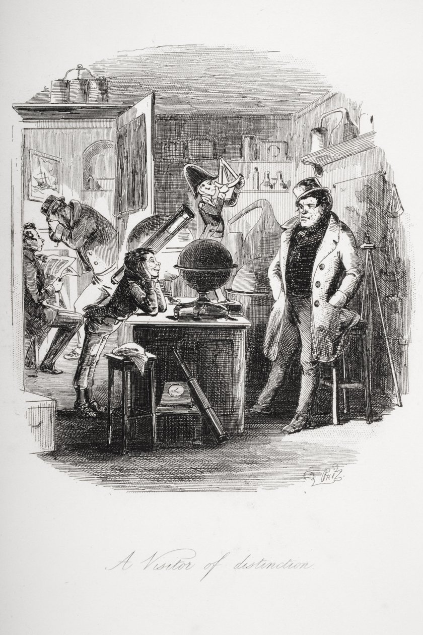 Kiemelkedő látogató, illusztráció Charles Dickens (1812-70) „Dombey és fia” című művéből, amely először 1848-ban jelent meg (litho) alkotó: Hablot Knight Browne