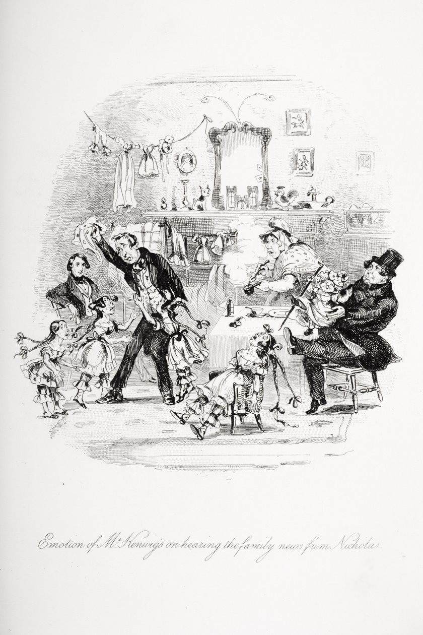 Mr. Kenwigs érzelmei Nicholas családi hírének hallatán, Charles Dickens (1812-70) 
