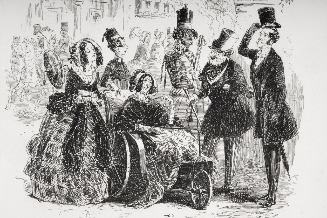 Bagstock őrnagy örül ennek a lehetőségnek. Illusztráció Charles Dickens (1812-70) „Dombey és fia” című művéből, amely először 1848-ban jelent meg (a 259260 részlete) alkotó: Hablot Knight Browne