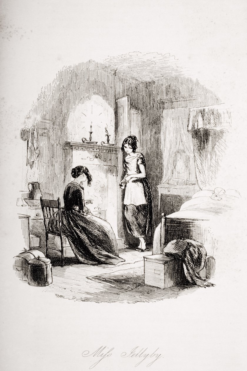 Mrs. Jellyby, illusztráció Charles Dickens (1812-70) „Bleak House” című művéből, 1853-ban alkotó: Hablot Knight Browne