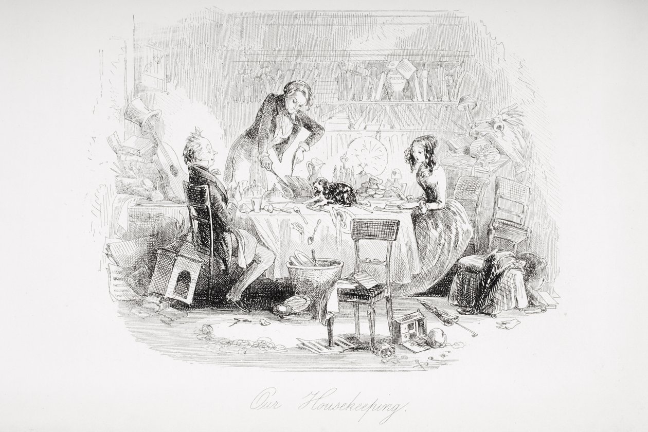 Háztartásunk, Charles Dickens (1812-70) „David Copperfield” illusztrációja, először 1850-ben jelent meg alkotó: Hablot Knight Browne