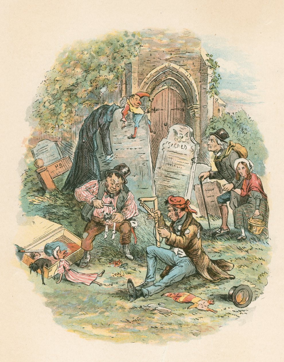 Jelenet a The Old Curiosity Shopból, Charles Dickenstől, 1841 alkotó: Hablot Knight Browne