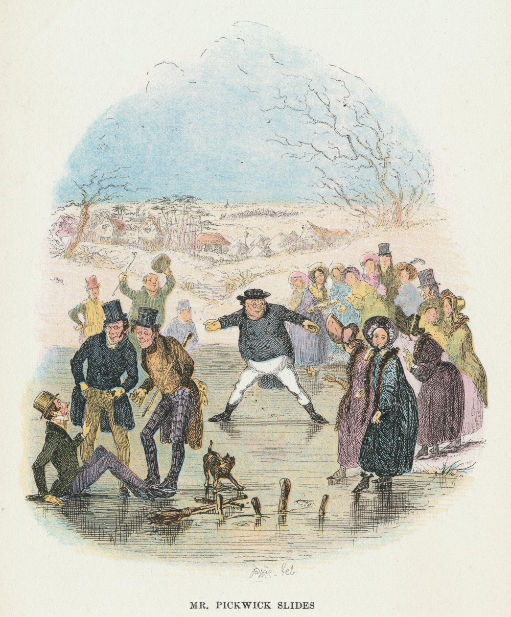 Jelenet Charles Dickens Pickwick-papírjaiból, 1836 alkotó: Hablot Knight Browne
