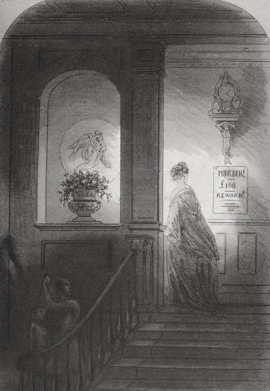 Árnyék, illusztráció Charles Dickens (1812-70) „Bleak House” című művéből, 1853-ban alkotó: Hablot Knight Browne