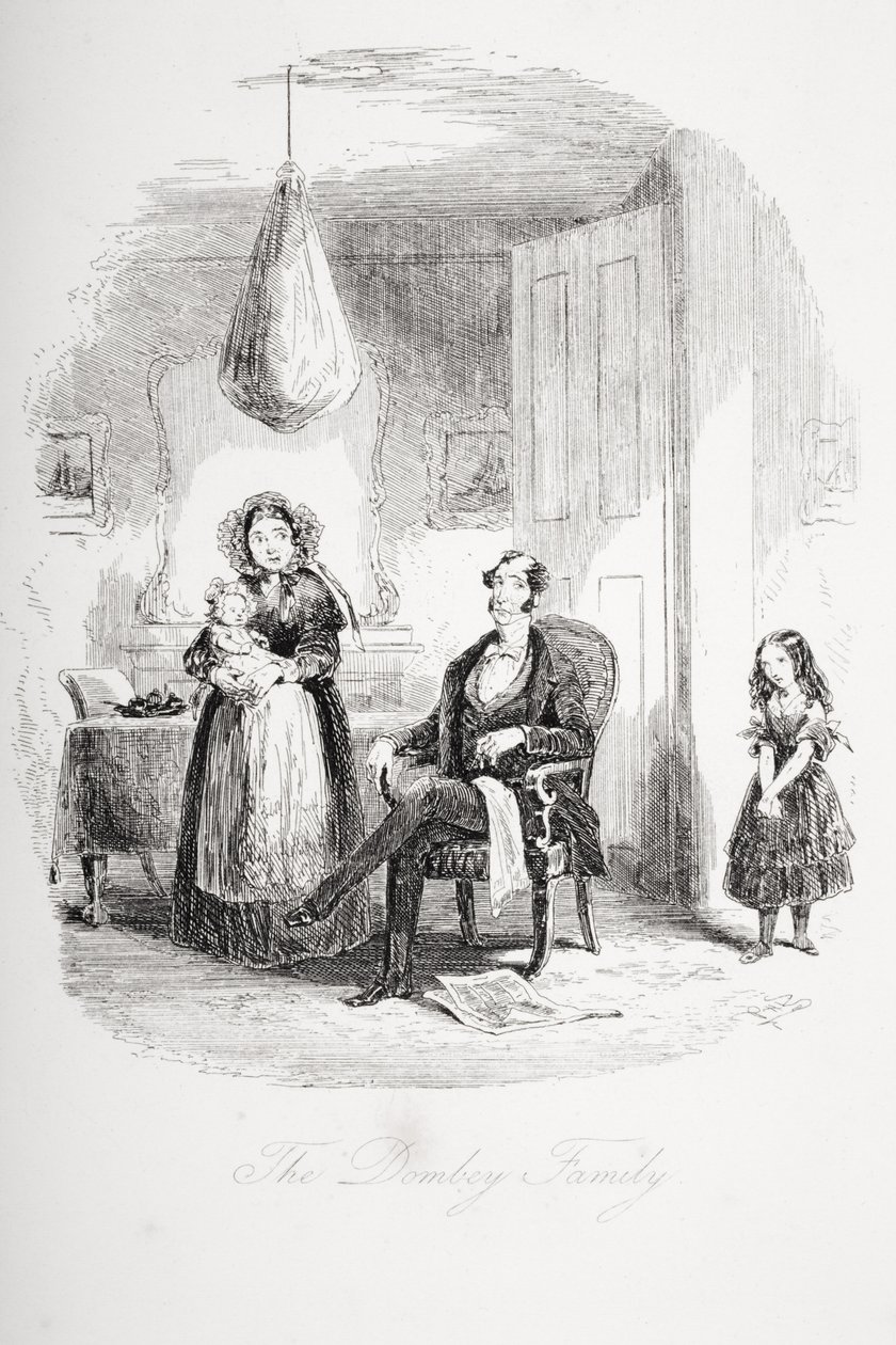 A Dombey család, Charles Dickens (1812-70) illusztrációja: Dombey és fia, először 1848. alkotó: Hablot Knight Browne