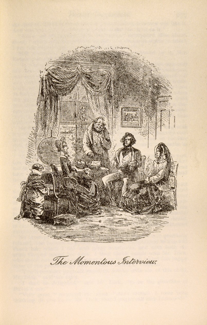 "A fontos interjú", Charles Dickens (1812-70) "David Copperfield" című művéből. alkotó: Hablot Knight Browne