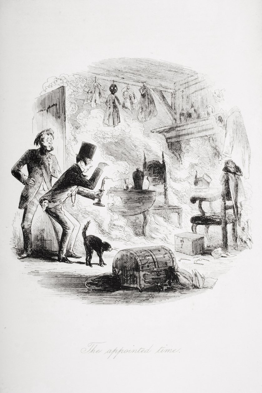 A megjelölt időpont, Charles Dickens (1812-70) „Bleak House” című művéből, 1853-ban megjelent illusztrációja (litho) alkotó: Hablot Knight Browne