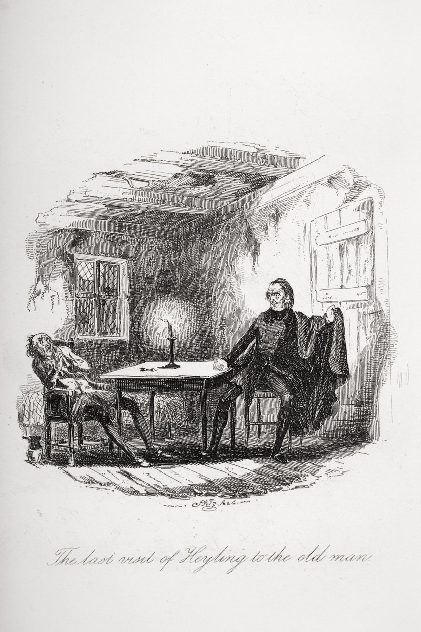 Heyling utolsó látogatása az öregnél, Charles Dickens (1812-70) „The Pickwick Papers” című illusztrációja, 1837-ben megjelent alkotó: Hablot Knight Browne